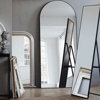 Image showing the Chiltern Thin Metal Arch Mirror, 79 x 187cm, Black product.