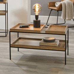 Image showing the Gallery Coffee Table, Natural Wood Veneer and Black product.