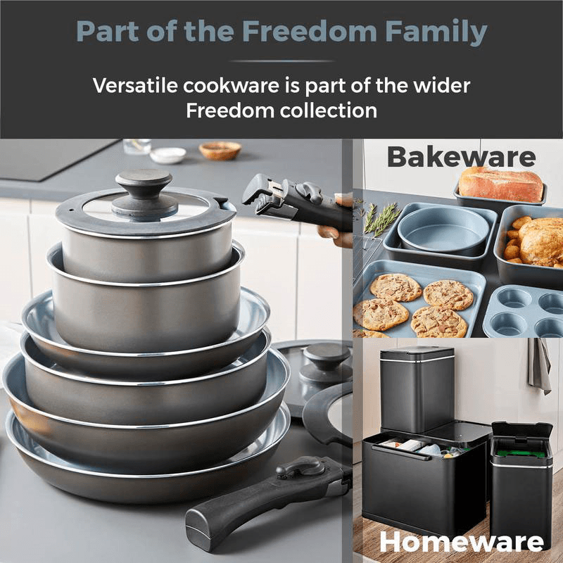 Freedom 3 Piece Graphite Frying pan Set 24cm & 28cm, Grey