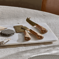 Image showing the Maram Set of 3 Cheese Knives, Natural & Gold product.