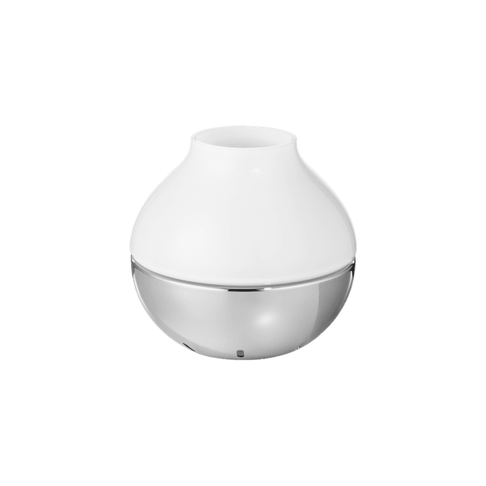 Henning Koppel Small hurricane lamp, H11.6 x D12cm, Silver/White