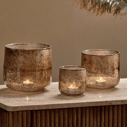 Image showing the Konara Tealight Holder, D9 cm, Copper Smoke product.