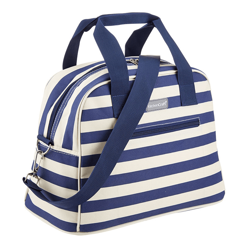 Blue Stripes Holdall-style coolbag, 36 x 19 x 25cm, White/Blue