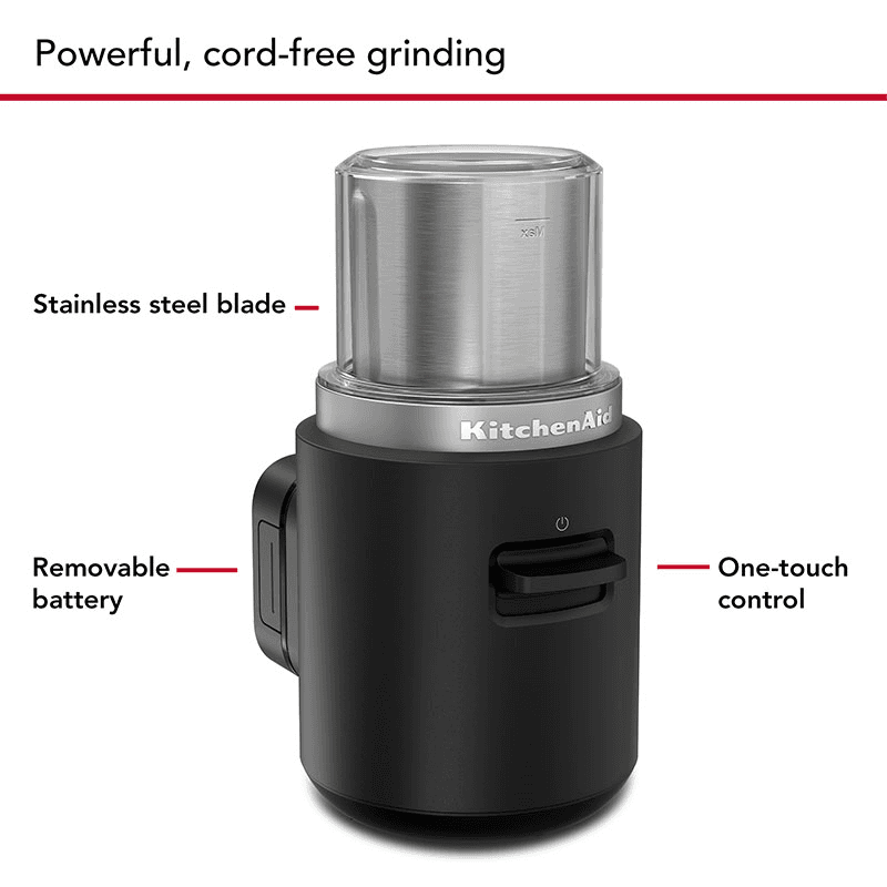 Cordless Coffee Grinder Battery Included, Matt Black