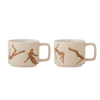 Image showing the Harlow Set of 2 Mugs, D8cm, Brown product.