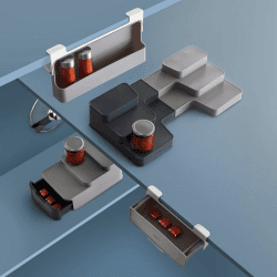 Image showing the CupboardStore Spice rack, H9.5 x W32 x D13.5cm, Dark Grey/ Grey product.