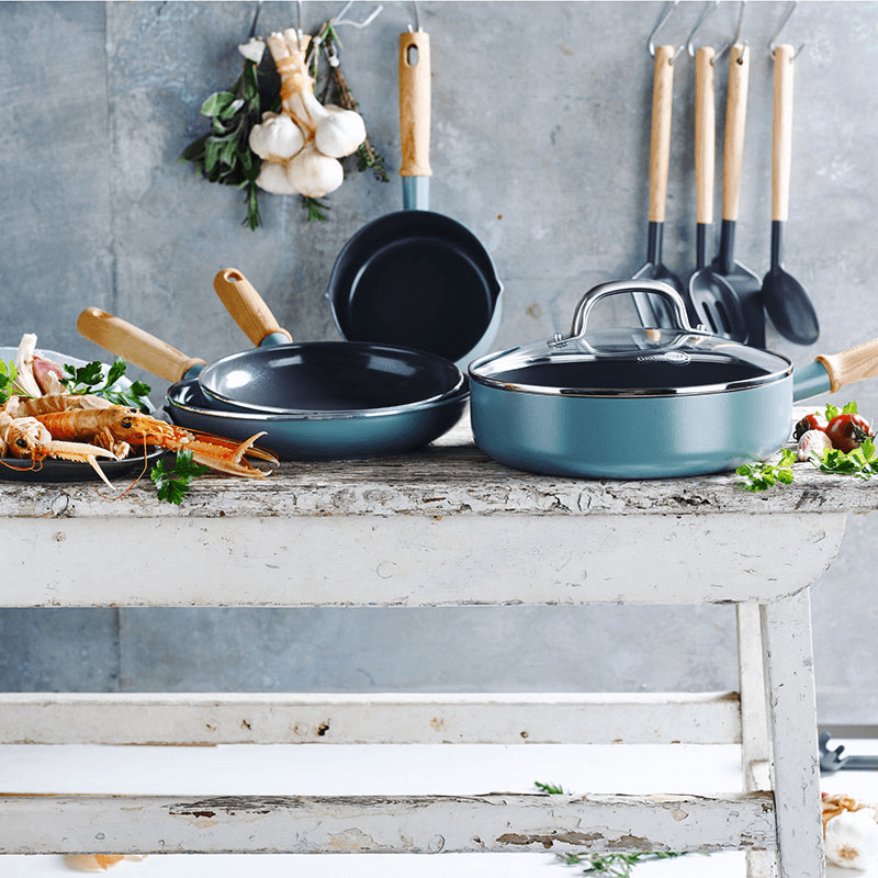 Mayflower Non-Stick 9 Piece Cookware Set, Blue