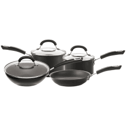 Image showing the Total Anodised Non-Stick 4 Piece Pan Set, Black product.