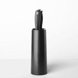Image showing the Tasty+ Knife block with knives, H33.5 x W19 x D9cm, Dark Grey product.