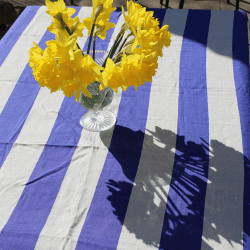 Image showing the Wide Stripe Tablecloth, 240 x 150cm, Cobalt product.