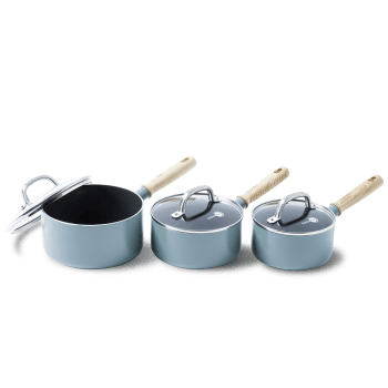 Image showing the Mayflower 3 Piece Saucepan set, Blue product.