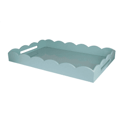 Image showing the Lacquered Scallop Ottoman Tray 66 x 43cm, Eau De Nil product.