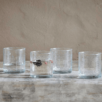 Image showing the Yala Hammered Tumbler, Set of 4, Clear Glass product.