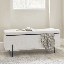 Image showing the Catania Boucle Storage Bench, White product.