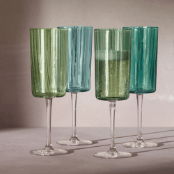 Image showing the Gems Set of 4 Champagne Flutes, 210ml, Jade product.
