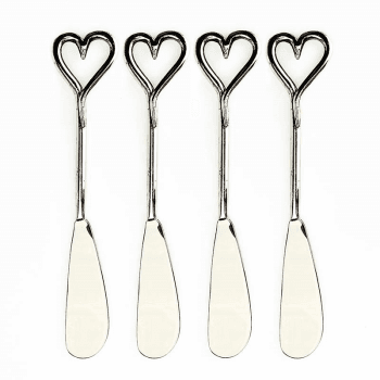 Image showing the Love Heart Set of 4 Butter Knives, L15cm, Silver product.
