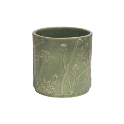 Image showing the Kew Botanical Retreat Stoneware Meadow Planter, D21cm, Green product.