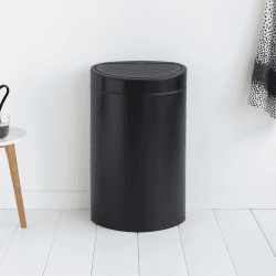 Image showing the Plastic bucket touch bin, 40 litre, Matt Black product.