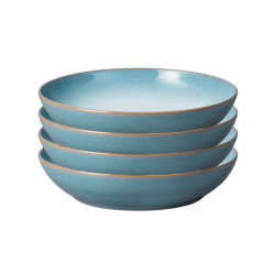 Image showing the Azure Haze Set of 4 pasta bowls, 22 x 5cm, Aquamarine product.
