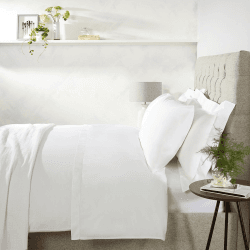 Image showing the Single Row Cord - 200 Thread Count Egyptian Cotton King fitted sheet, W150 x L200 x D30cm, White product.