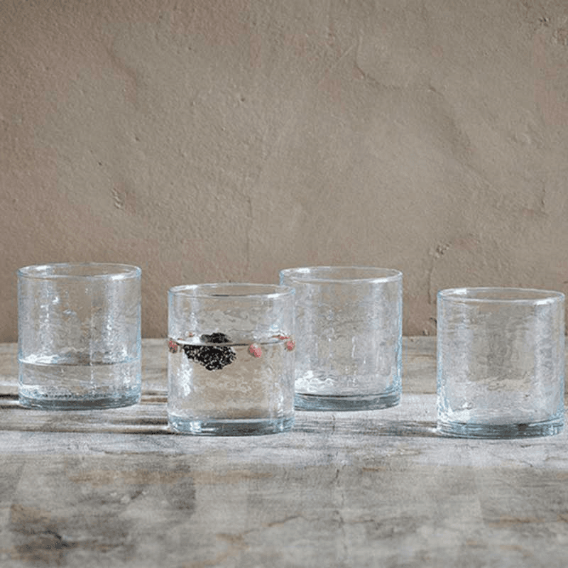 Yala Hammered Tumbler, Set of 4, Clear Glass