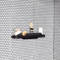 Image showing the MindSet Shower Shelf With Squeegee, Dark Grey product.