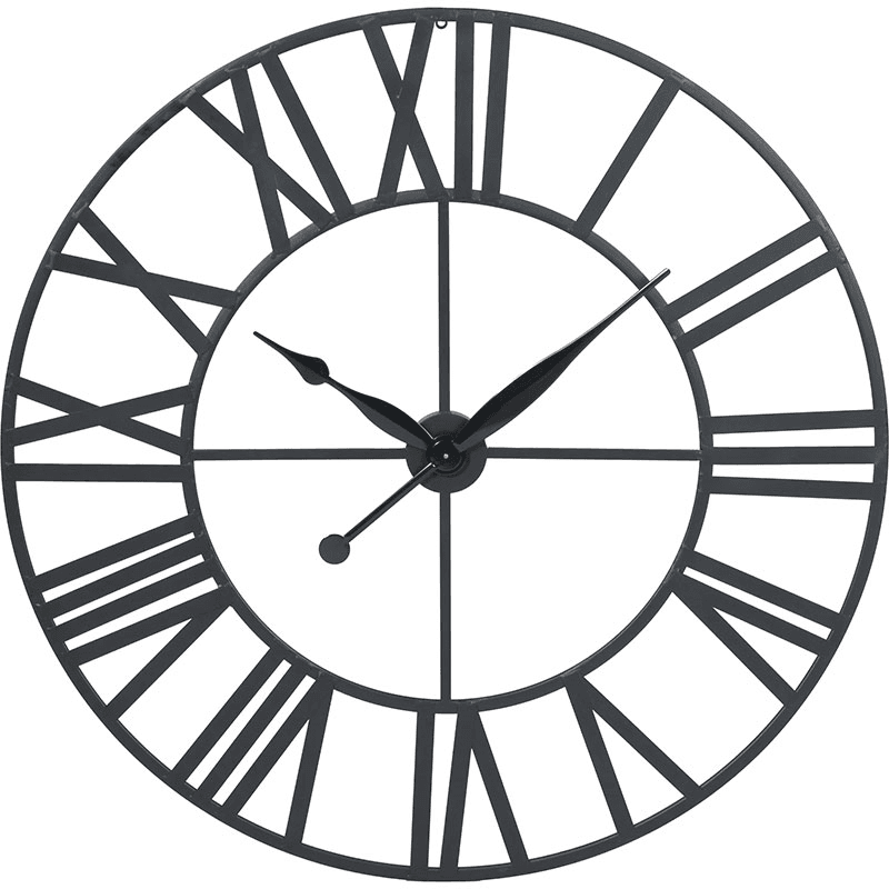 Metal Wall Clock, D120cm, Black