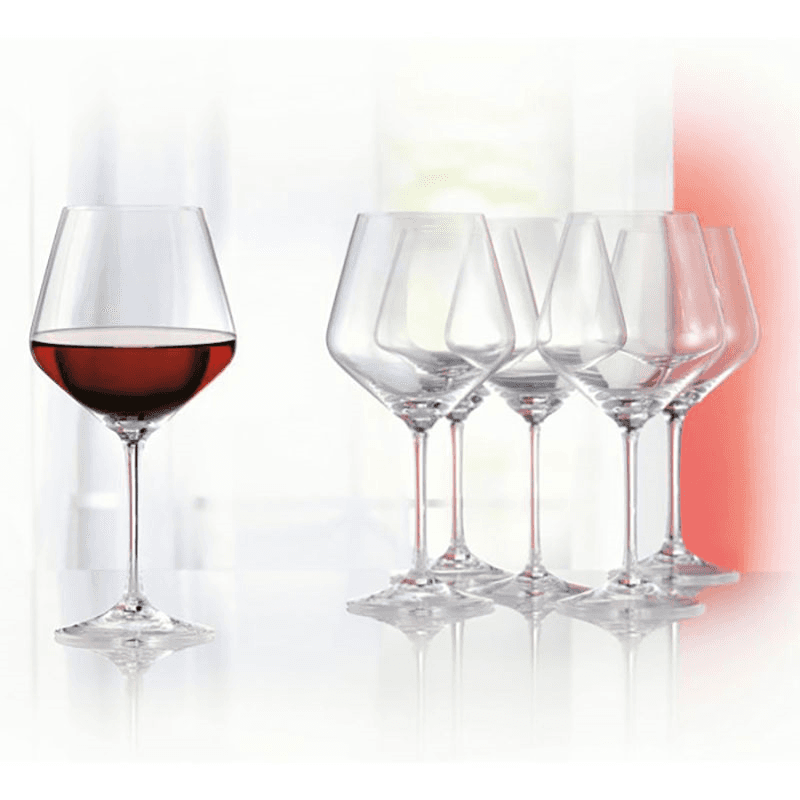 Style Set of 4 Burgundy Red Wine Glasses, 640ml, Clear