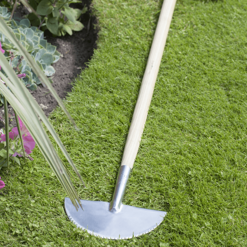 Stainless Steel Half Moon Lawn Edger, Silver/Natural