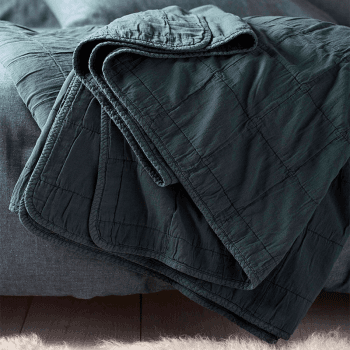 Image showing the Finn Cotton Quilted Throw, 230 x 260cm, Darkest Spruce product.