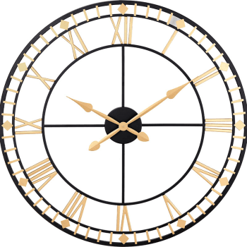 Image showing the Metal Skeleton Clock, D80 cm, Antique Bronze & Gold product.