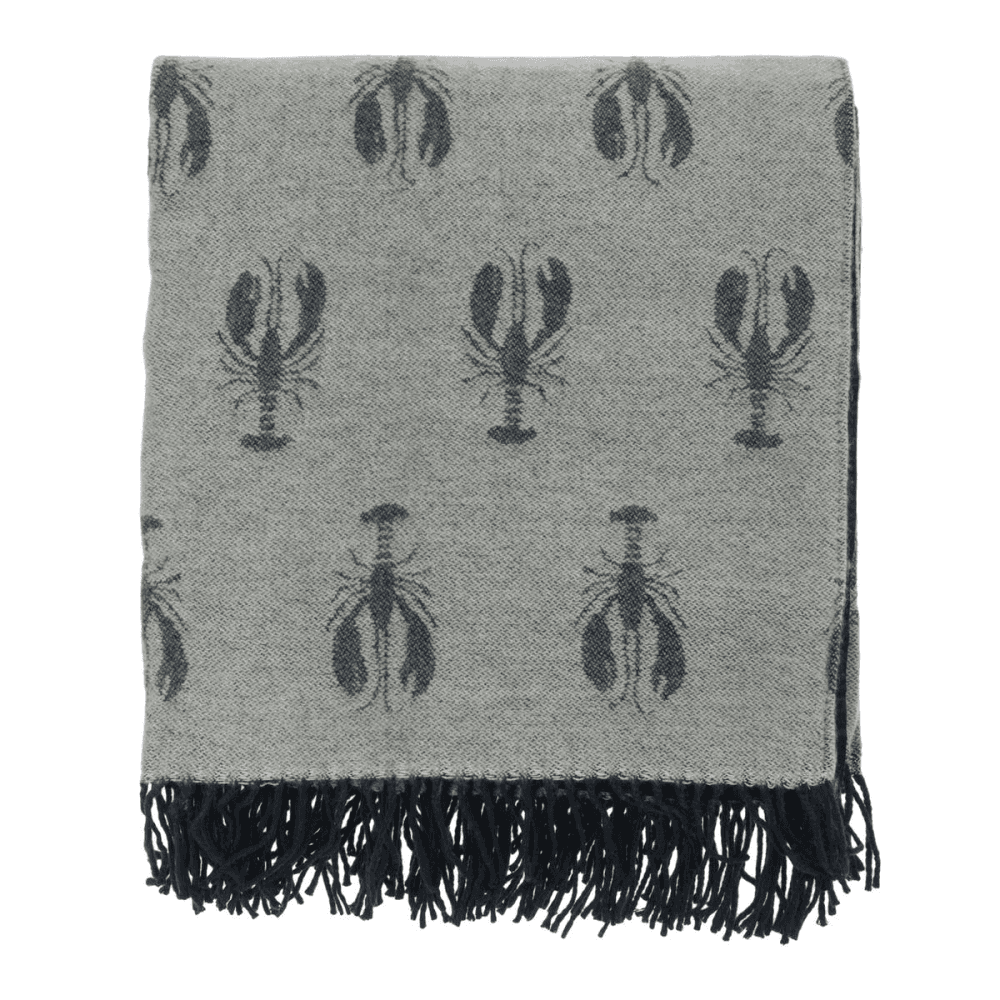 Lobster Knitted picnic blanket, 145 x 145cm, Grey/Blue