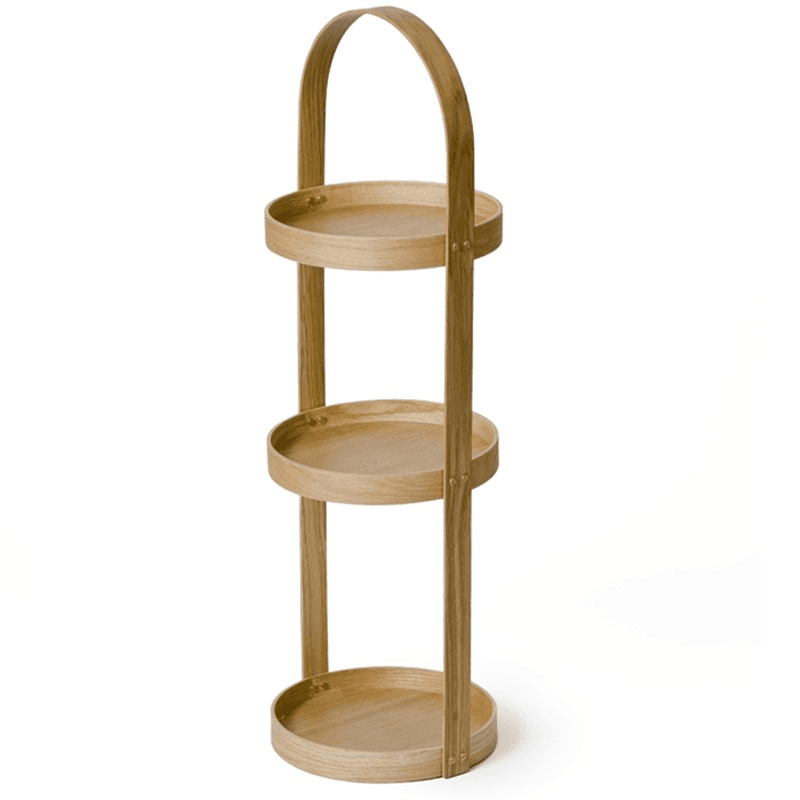 Mezza 3 tier round caddy, H82 x W26 x D25.5cm, Oak