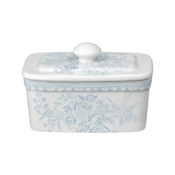 Image showing the Asiatic Pheasants Butter Dish, L16.5 x W11 x H10cm, Blue product.