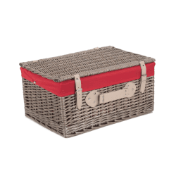 Image showing the 20" Antique Wash Hamper with Red Lining, Brown/Red product.