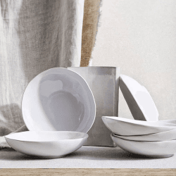Image showing the Portobello Set of 6 Pasta Bowls, D23cm, White product.