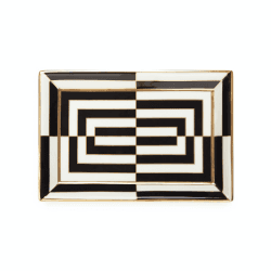 Image showing the Op Art Rectangle tray, Black/White product.