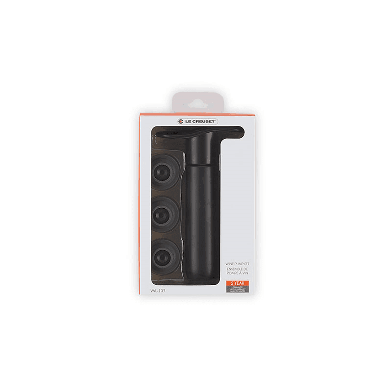 Wine Preserving Pump & 3 Stoppers, Black