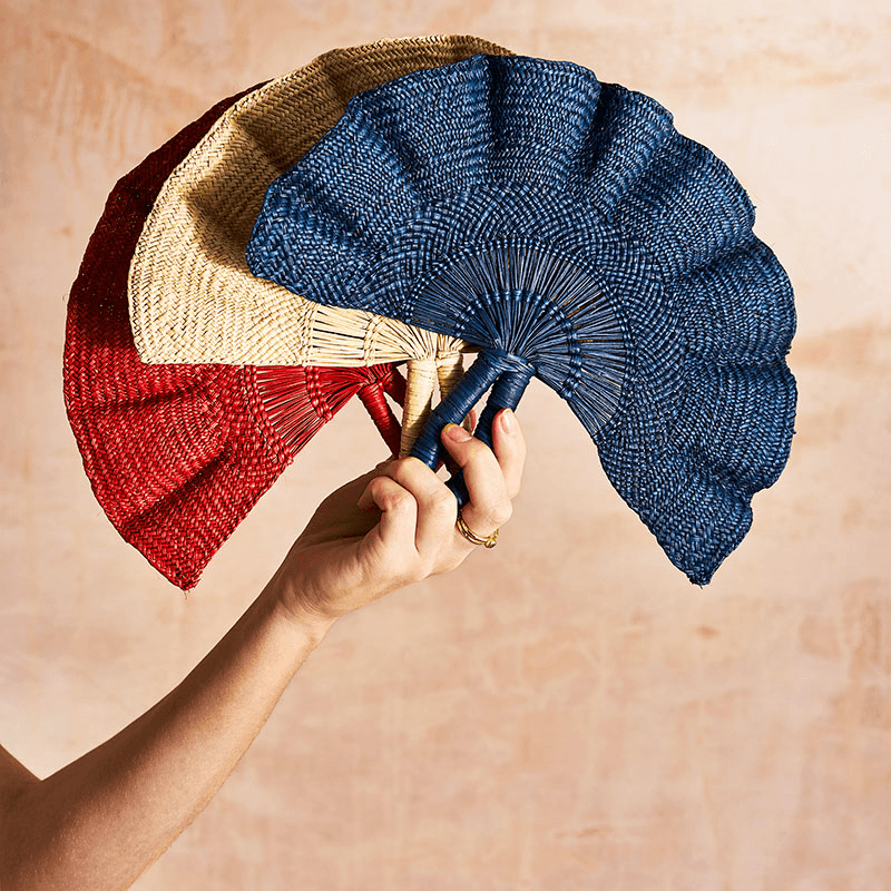 Classic Handwoven Fan, 24cm, Red