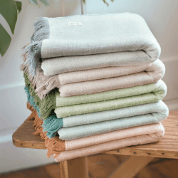 Image showing the Organic Cotton Chambray Yoga Blanket, 230 x 150cm, Grey Ice product.