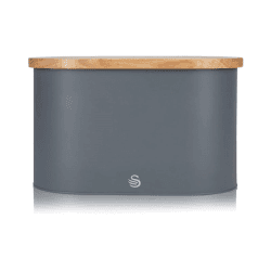 Image showing the Nordic Oval Bread Bin w/Cutting Board Lid, Grey product.