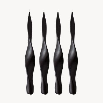Image showing the Ribbon Set of 4 Dinner Candles, H30cm, Black product.