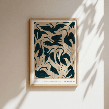 Image showing the Herons Recycled Paper Print, A2, Teal product.