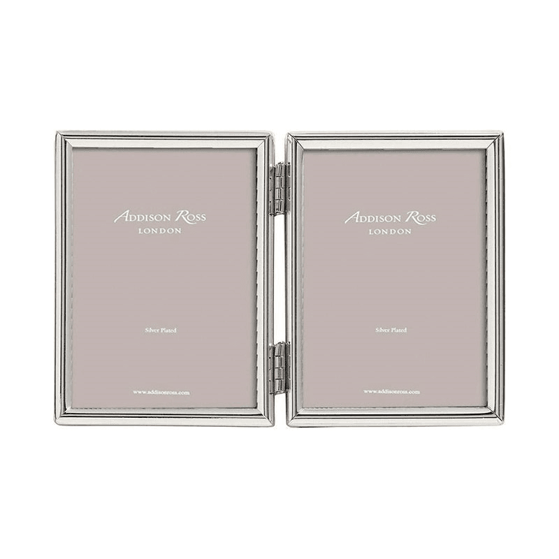 Fine Edged Double landscape photograph frame, 4 x 6", Silver