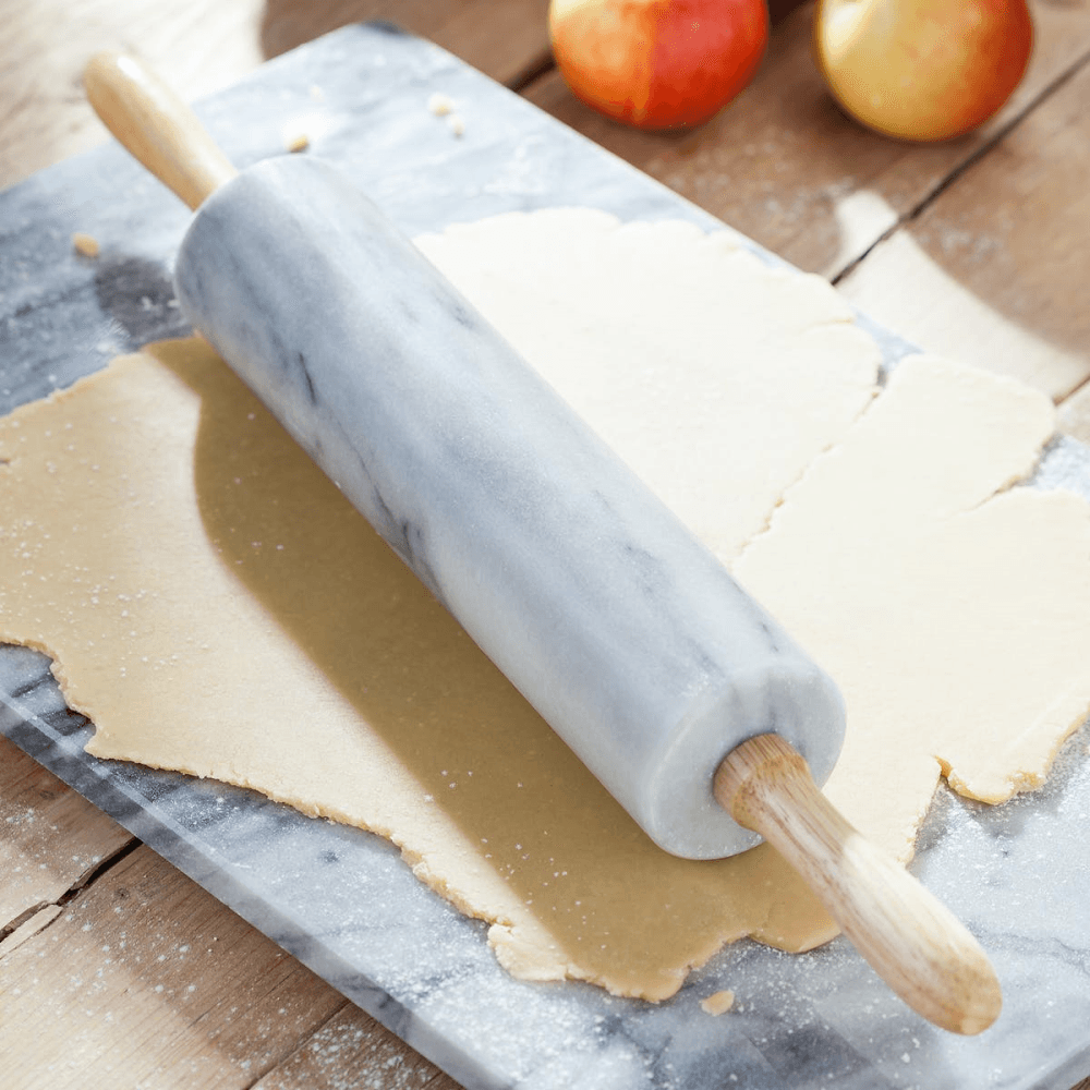 Marble Rolling Pin & Wooden Stand, Grey