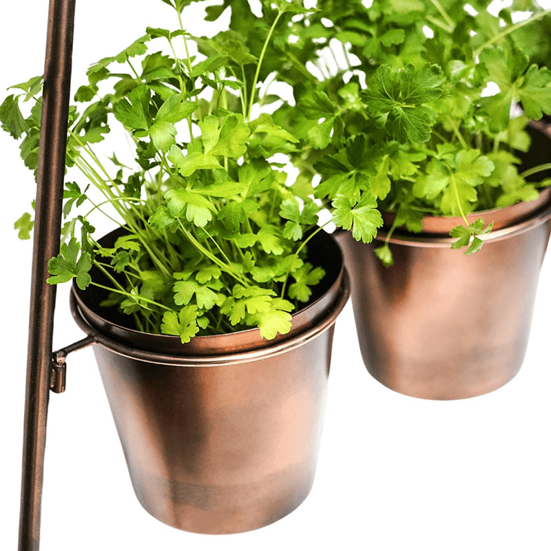 Outdoor Wall Plant Stand with Planters, H148 x W69cm, Gold