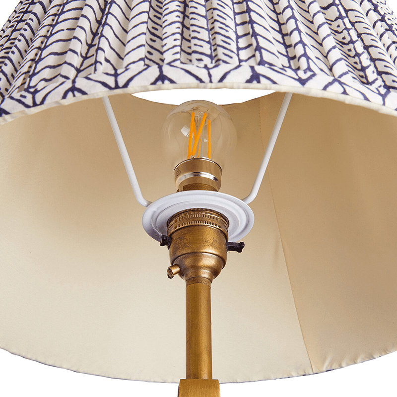 Straight empire Shade, 40cm, navy & white wonky chev block printed cotton