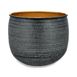 Image showing the Tembesi Planter, Medium, Antique Black & Brass product.