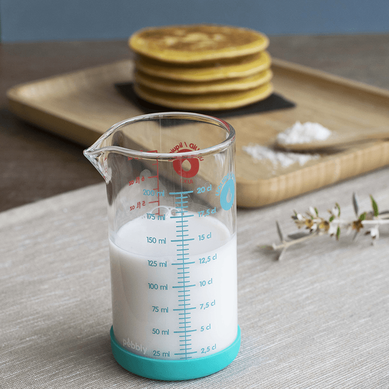 Glass Measuring Jug With Silicone Base, 200ml, Blue