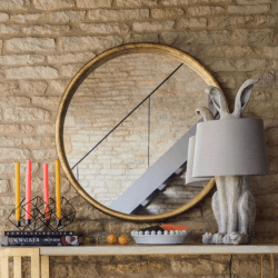 Image showing the Large Round Gold Foil Mirror product.